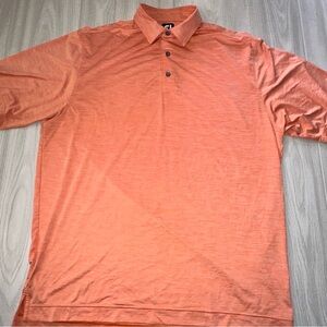 Footjoy Polo Shirt Mens XL Orange Solid Golf FJ Performance Short Sleeve Adult